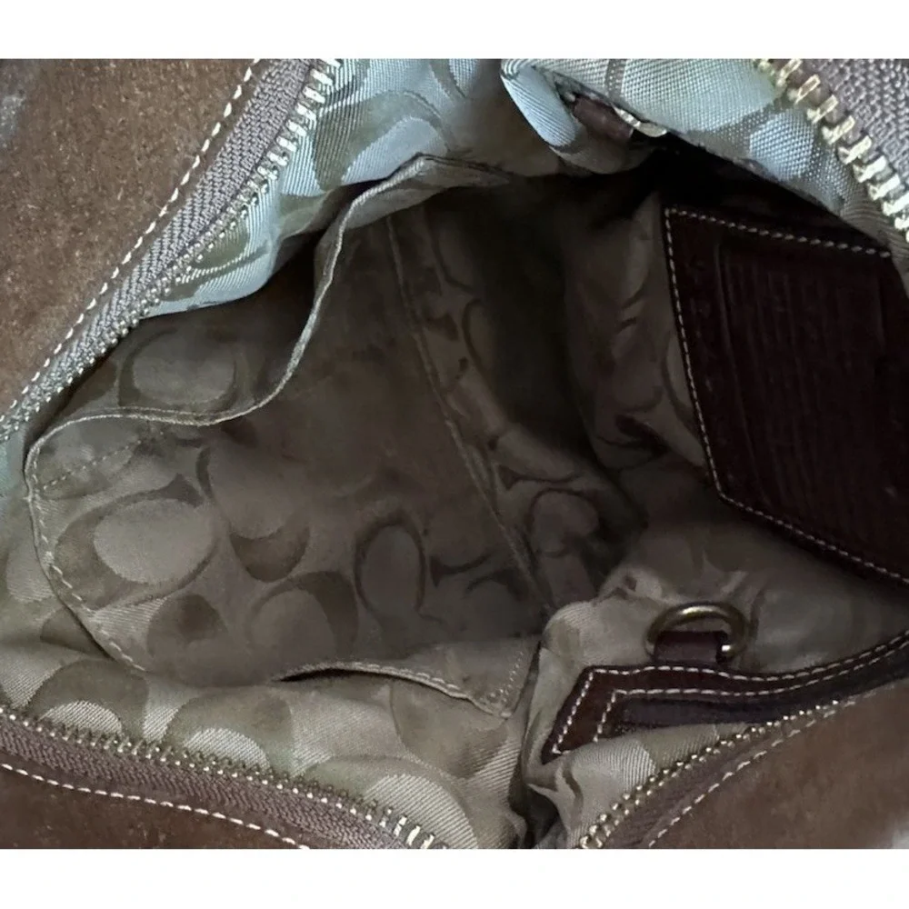 Coach 1419 Shoulder Bag Brown Suede Leather Tassel Hobo Handbag Western